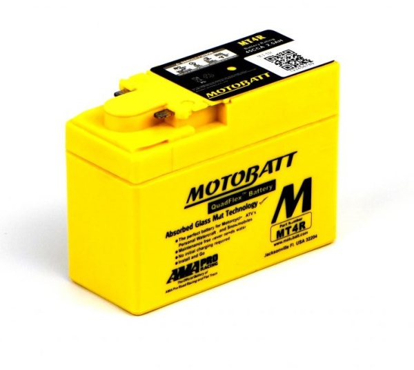 MotoBatt 12v 2.7Ah Quad Flex AGM MT4R Battery Upgrade Replaces CCA:45A & YTR4ABS