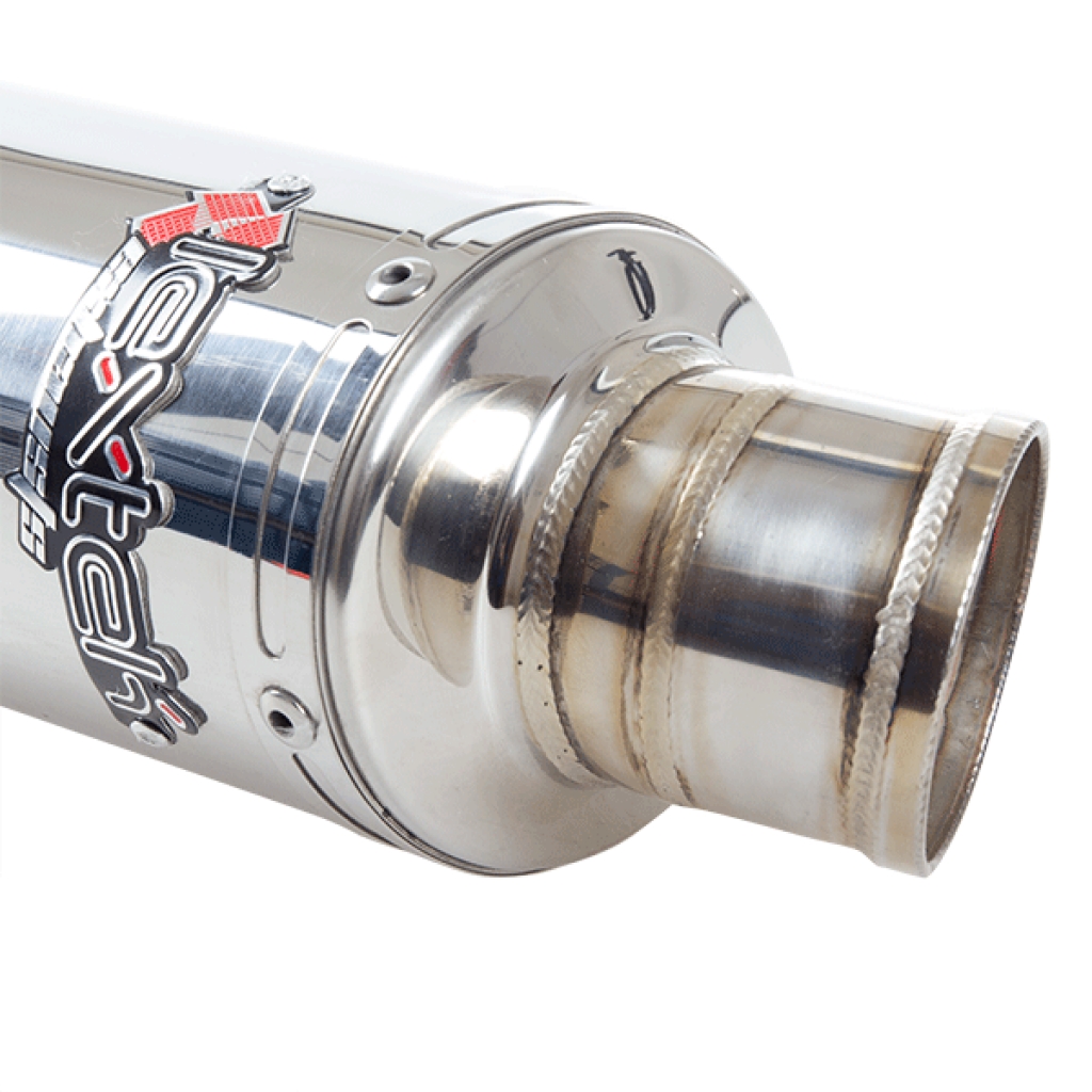 Lextek Universal Op5 Polished Stainless Motorcycle Exhaust Silencer 250mm 51mm Rustys 